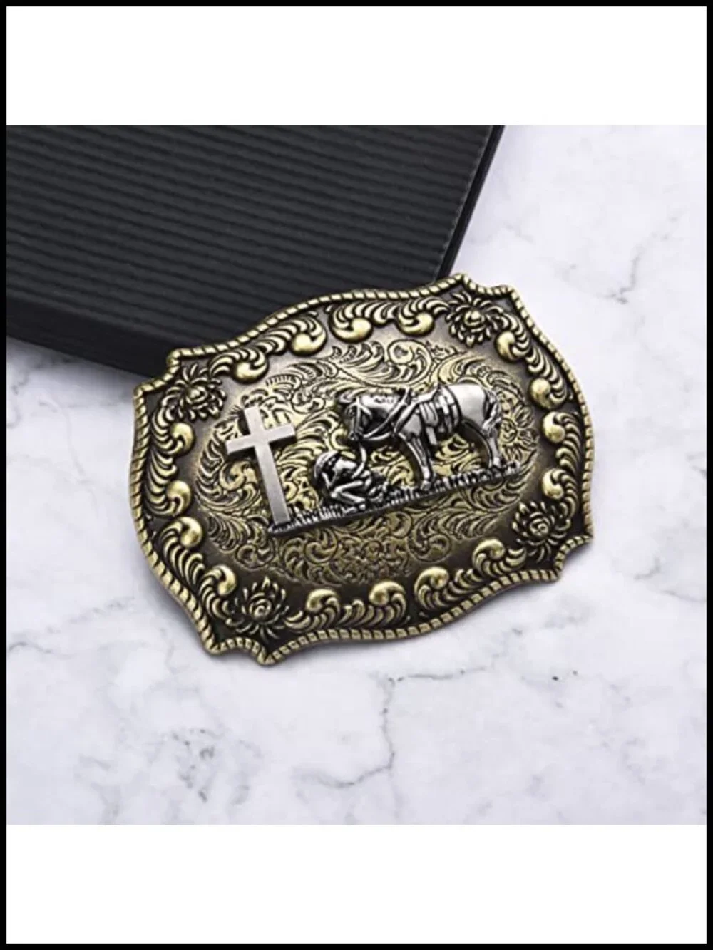 Western Cowboy Celtic Cross Horse Belt Buckle Gift for Men